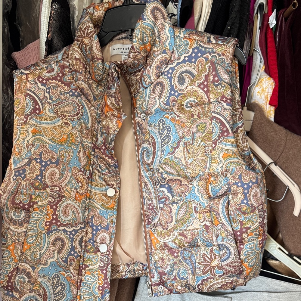 Current Air Paisley Vest with Blue and Brown Accents